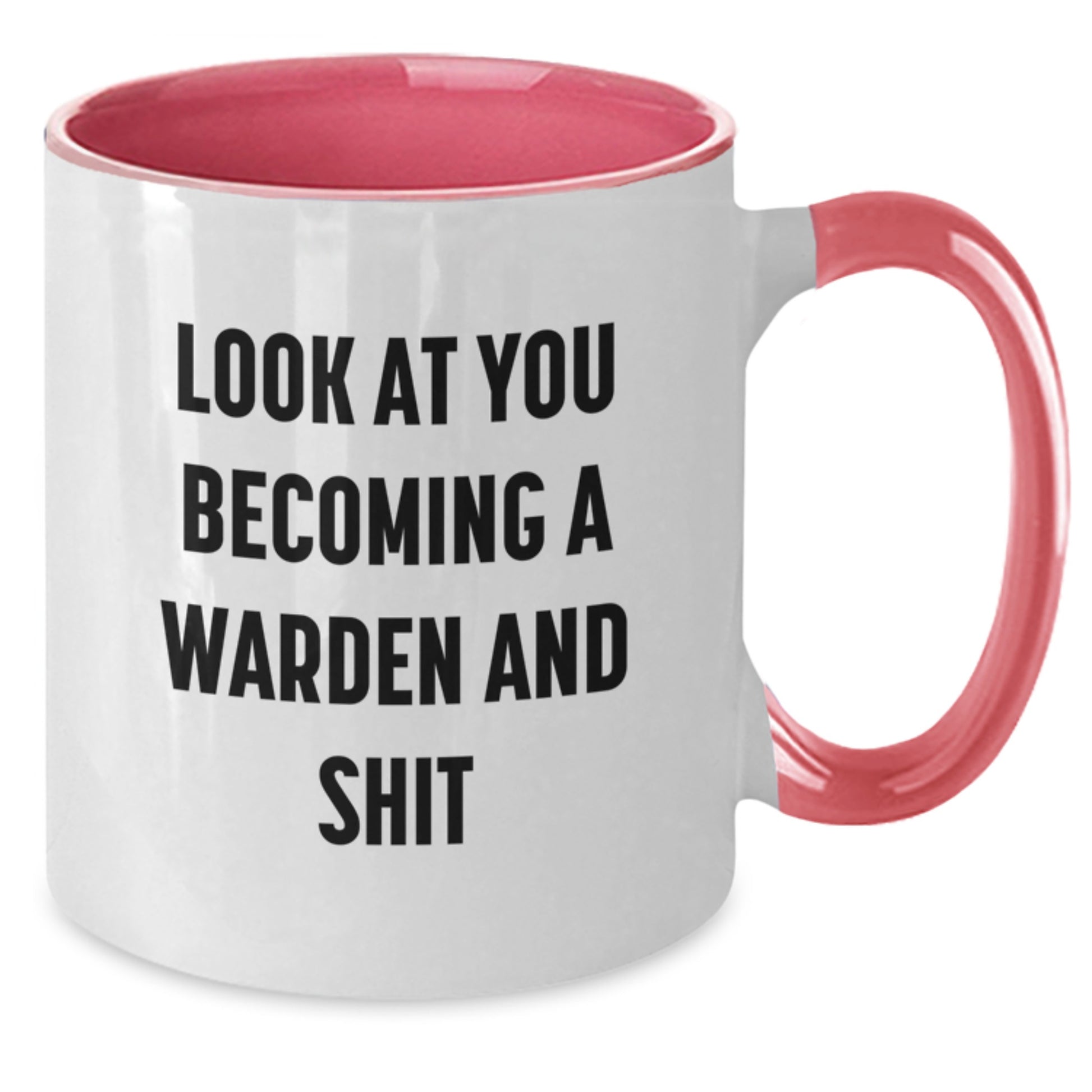 Funny Warden Gifts for Men from Family - Two Tone Coffee Mug with 'Look At You Becoming A Warden And Shit' Quote - Christmas Unique Gifts - Additional