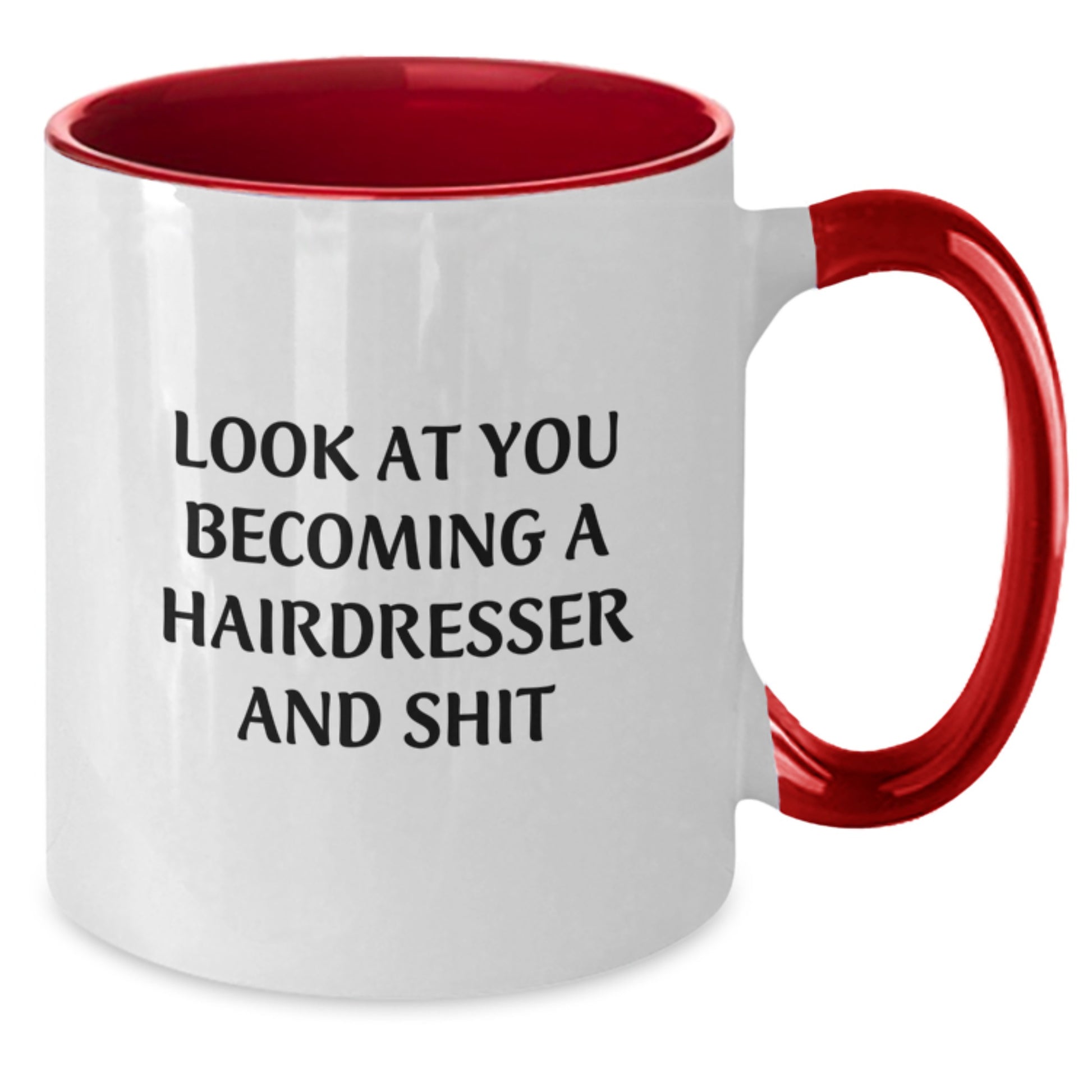 Funny Hairdresser Gifts from Friends and Family - Look At You Becoming A Hairdresser And Shit Two Tone Coffee Mug for Christmas Unique Presents - Additional