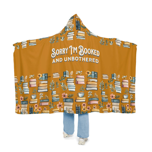 Hooded Blanket, Booked and Unbothered Blanket, Funny Bookish Gift, Cozy Hoodie for Readers, Introvert Reading Throw
