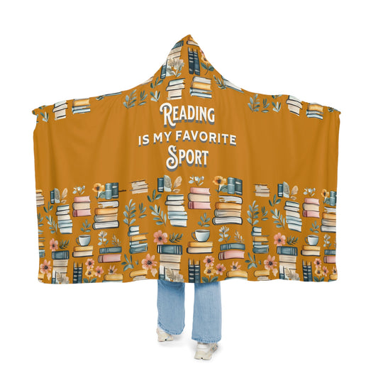 Hooded Blanket, Reading Is My Favorite Sport Blanket, Bookish Gift for Readers, Cozy Literary Throw, Book Fan Hoodie