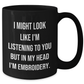 Embroidery Funny Quote Gifts from Mom to Daughter, Black Coffee Mug, Mother's Day Unique Gifts for Her, I Might Look Like I'm Listening - Additional
