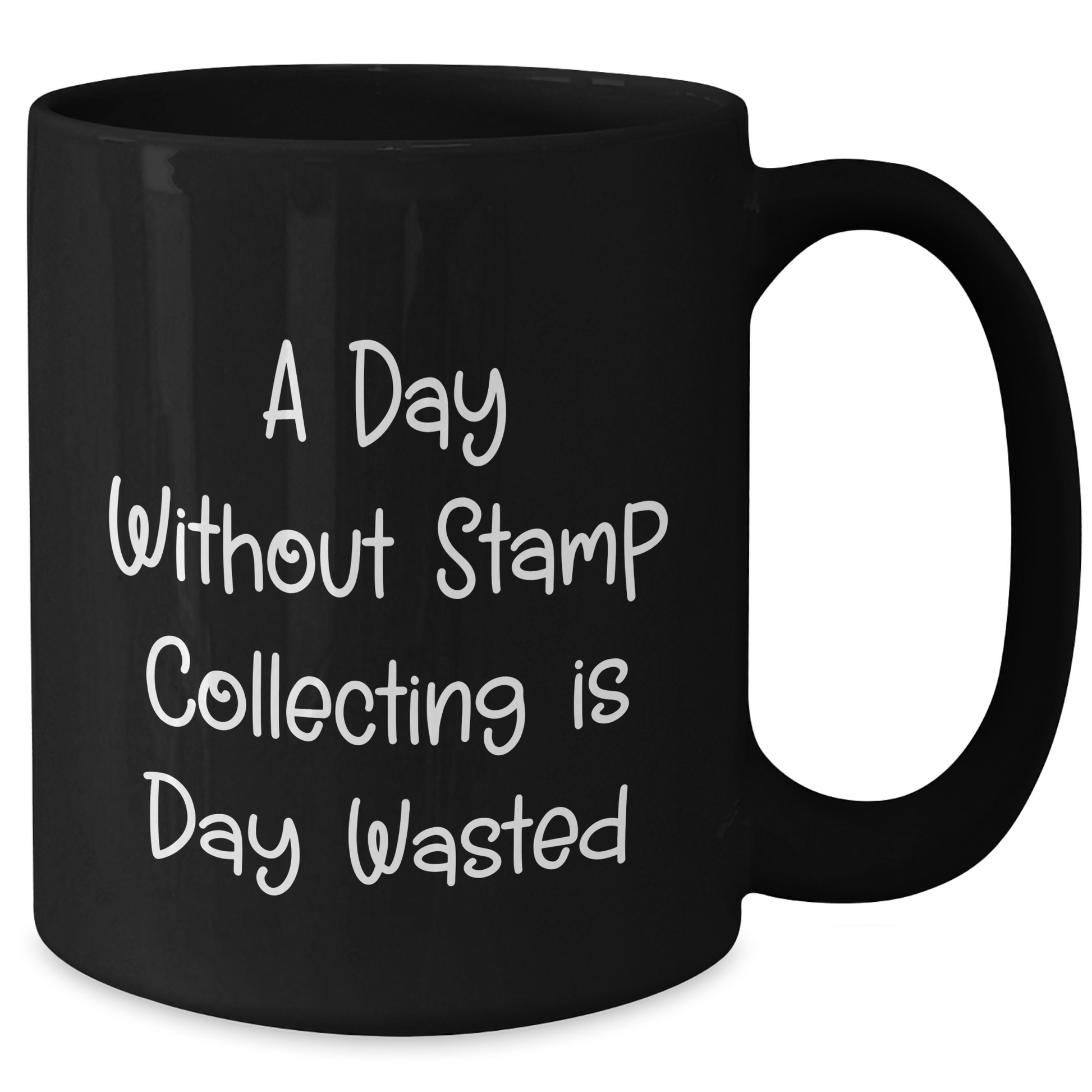 Funny Stamp Collecting Gifts for Men, 'A Day Without Stamp Collecting Is Day Wasted' Black Coffee Mug, Gifts from Family, Unique Father's Day Unique Gifts - Additional