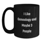 Genealogy Enthusiast Funny Black Coffee Mug, Gifts from Men to Women for Genealogy Lovers, Unique Christmas Memorable Presents for Family and Friends - Main