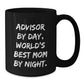Funny Advisor Gifts from Friends, Black Coffee Mug for Birthday Unique Gifts, Advisor By Day World's Best Mom By Night. - Additional