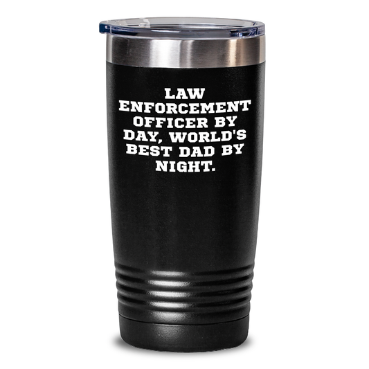 Funny Law Enforcement Officer Gifts: Gifts from Family for Law Enforcement Officer By Day, World's Best Dad By Night. Unique Father's Day Tumblers - Main