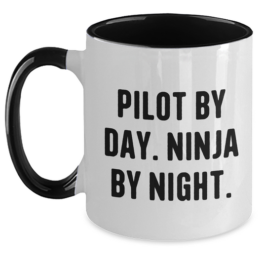 Pilot By Day Funny Coffee Mug Gifts from Men to Women Friends Family - Pilot Two Tone Coffee Mugs for Pilot Lovers on Mother's Day - Main
