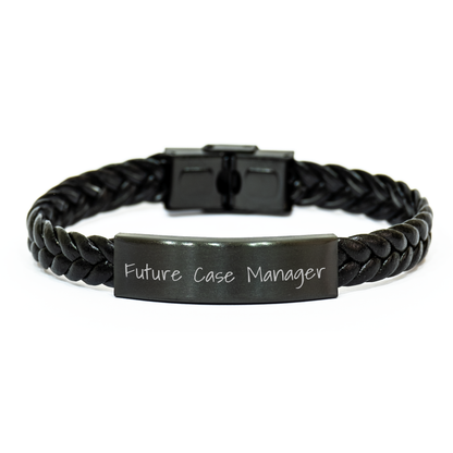 Funny Quote for Future Case Manager, Interlaced Leather Bracelet Gifts from Family for Mother's Day, Gifts for Case Manager - Image 1