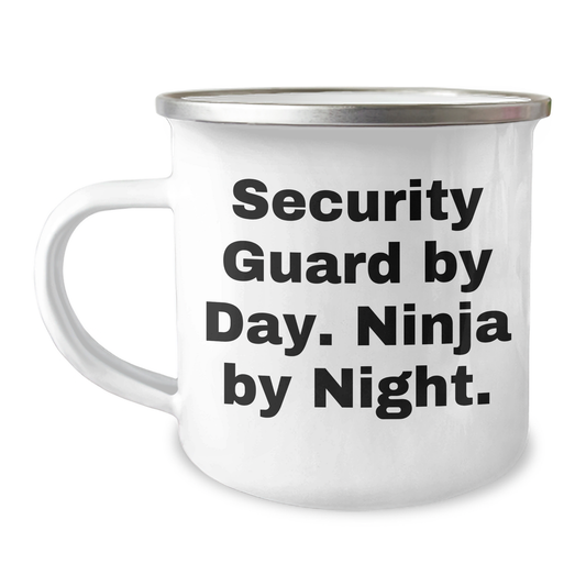 Security Guard Gifts from Friends, Funny Camping Mug for Graduation, 'Security Guard By Day. Ninja By Night.' - Image 1