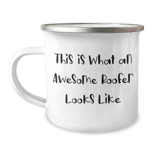 Funny Roofer Gifts, This Is What An Awesome Roofer Looks Like, 12 oz Camping Mug for Father's Day, Gifts from Friends, Gifts for Roofer - Image 1