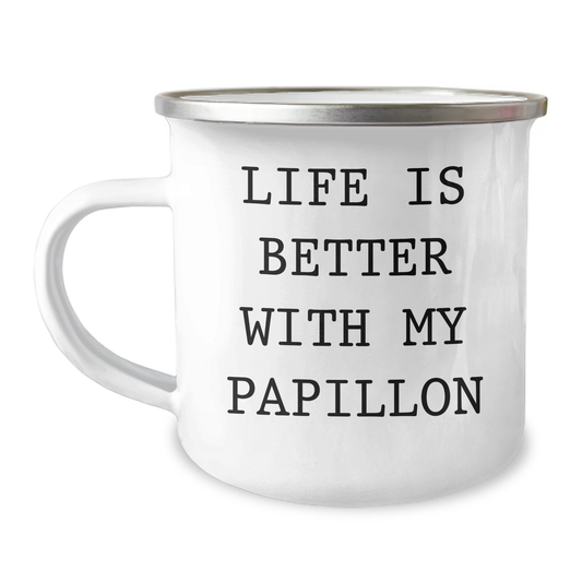 Papillon Dog Lovers Gift, Funny Quote Camping Mug for Men or Women, Gifts from Family or Friends for Father's Day - Image 1