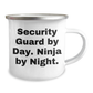 Security Guard Gifts from Friends, Funny Camping Mug for Graduation, 'Security Guard By Day. Ninja By Night.' - Image 2