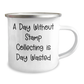 Funny Stamp Collecting Gifts for Dad, 'A Day Without Stamp Collecting Is Day Wasted' Camping Mug, 12 oz Stainless Steel with Enamel Finish, Ideal Gift for Father's Day from Family to Men - Image 2