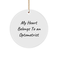 Funny Optometrist Gifts from Men to Optometrist for Christmas, 'My Heart Belongs To An Optometrist' Circle Ornament, Unique Optometrist Present - Image 1