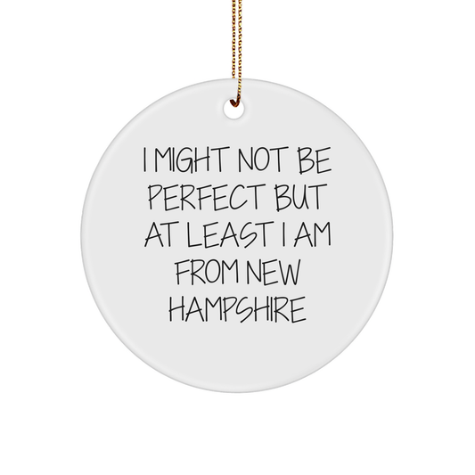 New Hampshire Circle Ornament - 'I Might Not Be Perfect' Funny Quote Gifts for Family Friends from New Hampshire - Image 1