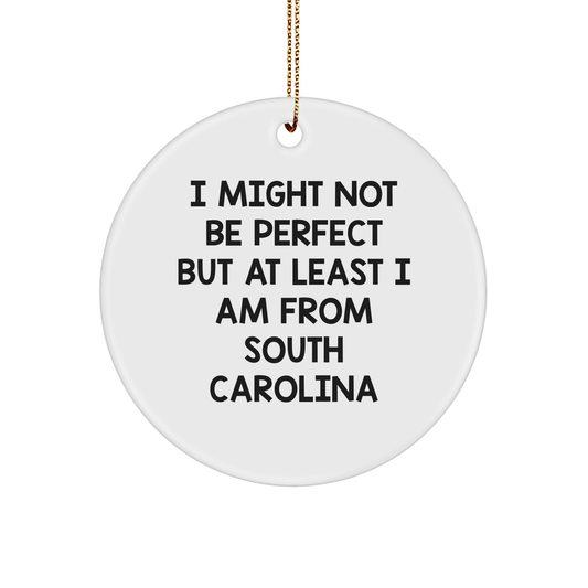 South Carolina Circle Ornament, I Might Not Be Perfect, Funny Gifts from Family to Friends, Gifts for Women, Men, and Coworkers - Image 1