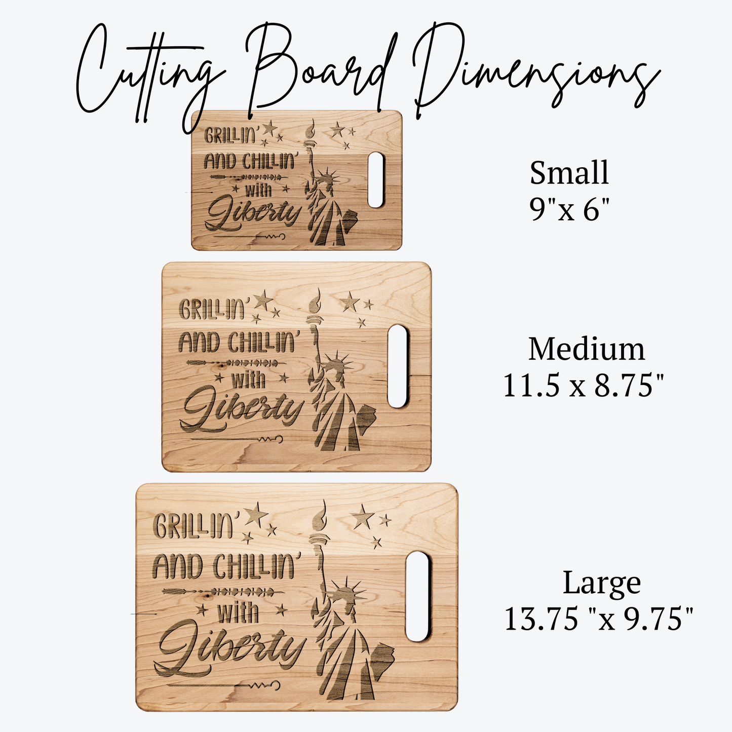 Cutting Board July 4 Grilling and Chilling with Liberty , Patriotic BBQ Serving Platter – Independence Day Kitchen Gift