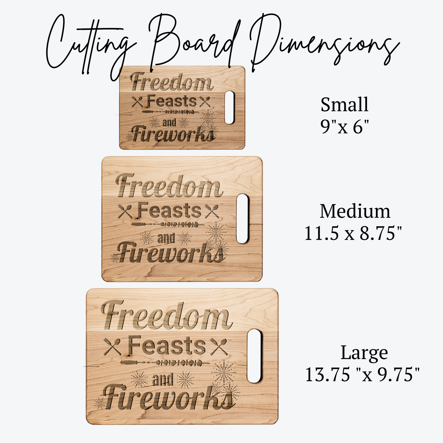 Cutting Board, Freedom Feasts & Fireworks 4th of July Wooden BBQ & Charcuterie Serving Board, Patriotic Independence Day Kitchen Decor
