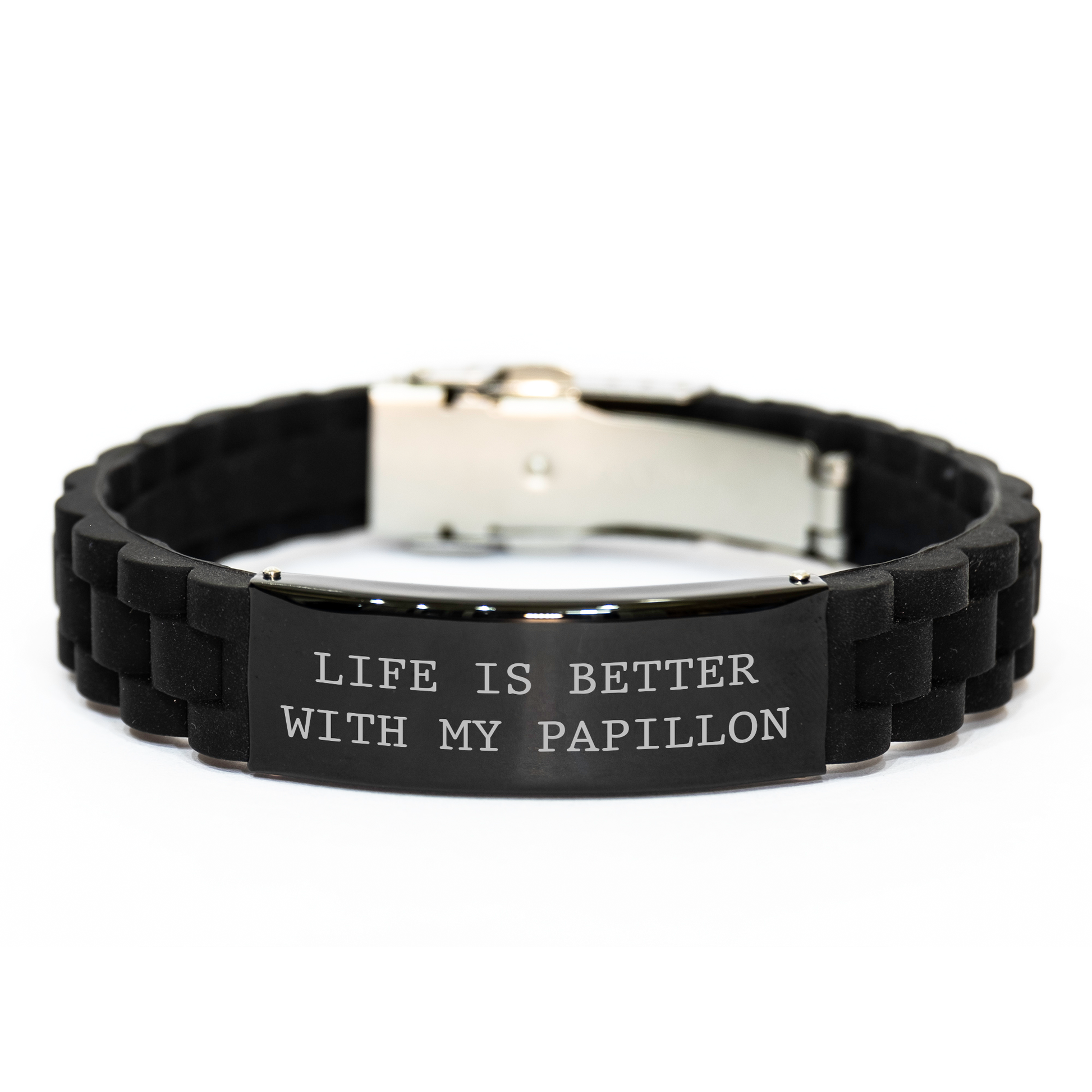 Papillon Dog Lovers' Funny Gift, 'Life Is Better With My Papillon' Glide lock Clasp Bracelet for Men, Women, and Friends, Father's Day Unique Gifts from Family - Image 1
