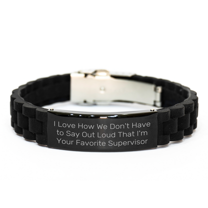 Funny Supervisor Gifts - Glide lock Clasp Black Silver Stainless Steel Silicone Adjustable Mother's Day Unique Gifts from Men to Supervisor - Image 1
