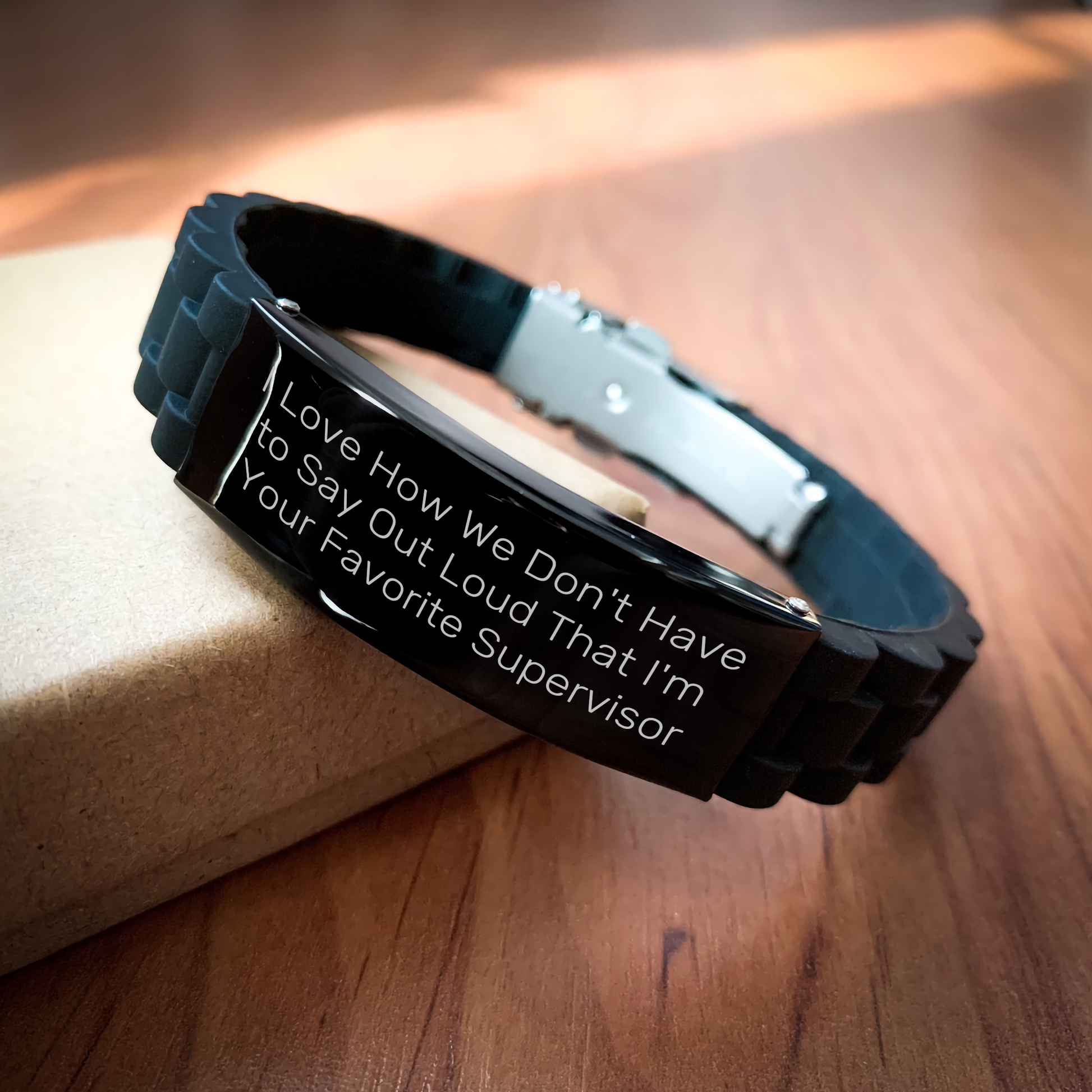 Funny Supervisor Gifts - Glide lock Clasp Black Silver Stainless Steel Silicone Adjustable Mother's Day Unique Gifts from Men to Supervisor - Image 2