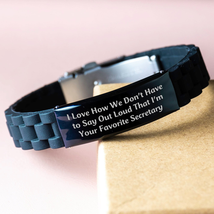 Secretary's Favorite Gift, Funny Quote, Glide lock Clasp Black Stainless Steel Adjustable Bracelet, Gifts from Women to Secretary, Mother's Day Unique Gifts - Image 3