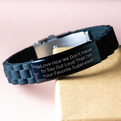 Funny Supervisor Gifts - Glide lock Clasp Black Silver Stainless Steel Silicone Adjustable Mother's Day Unique Gifts from Men to Supervisor - Image 3