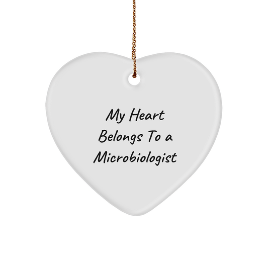 Funny My Heart Belongs To A Microbiologist Gifts for Microbiologist Women Christmas Heart Ornament - Image 1