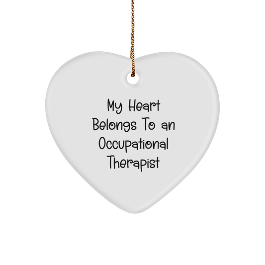 Funny Occupational Therapist Gifts - 'My Heart Belongs To An Occupational Therapist' Heart Ornament, Christmas Unique Occupations - Image 1