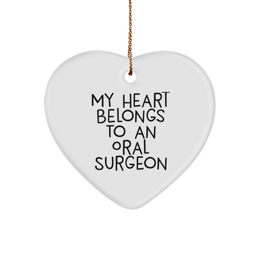 Oral Surgeon Gifts - 'My Heart Belongs To An Oral Surgeon' Heart Ornament for Christmas, Gifts from Friends to Oral Surgeon, Heartfelt Present - Image 1