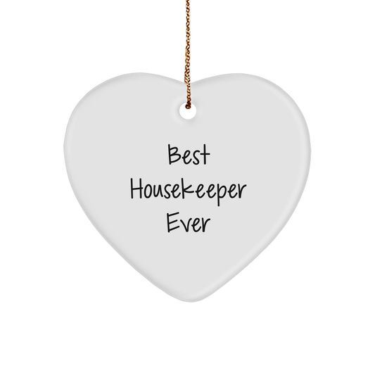 Funny Housekeeper Gifts - Best Housekeeper Ever Heart Ornament, Christmas Memorable Presents for Women, Gifts from Friends to Housekeeper - Image 1