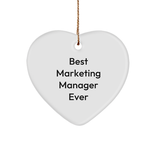 Marketing Manager Gifts from Best, Funny Heart Ornament for Christmas, 'Marketing Manager Ever' Quote, Gifts for Marketing Manager - Image 1