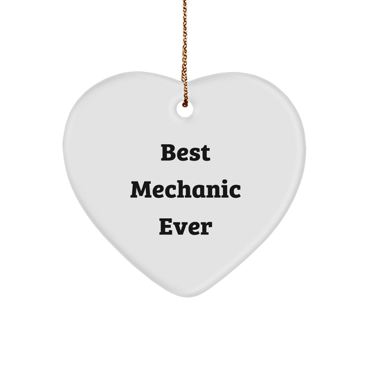 Gifts from Best Mechanics Ever - 'Mechanic Heart Ornament' for Christmas, Heart Shaped, White Color, Mechanic Gifts, Best Mechanic Ever - Image 1