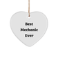 Gifts from Best Mechanics Ever - 'Mechanic Heart Ornament' for Christmas, Heart Shaped, White Color, Mechanic Gifts, Best Mechanic Ever - Image 1