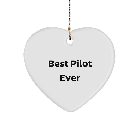 Funny Pilot Gifts from Best Pilot Ever, Heart Ornament for Christmas Unique Gifts for Men, Women, Friends, Coworkers, Family - Image 1