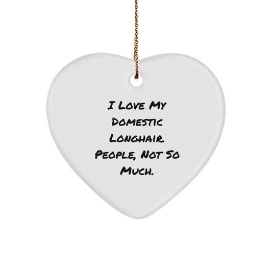 Funny Domestic Longhair Cat Heart Ornament Gifts from Friends for Christmas - I Love My Domestic Longhair. People, Not So Much. - Image 1