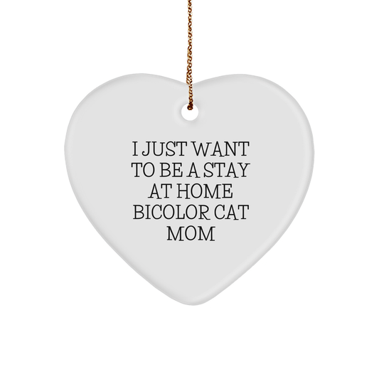 Bicolor Cat Mom's Heart Ornament Gifts from Family to Friend for Christmas - Image 1