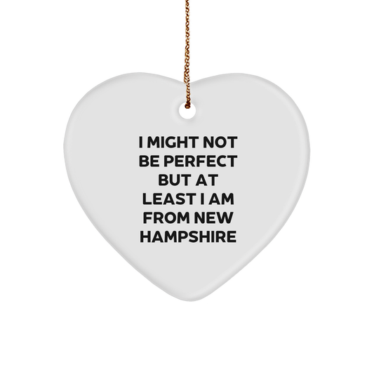 New Hampshire Funny Heart Ornament, Gifts from New Hampshire, I Might Not Be Perfect, Unique Christmas Unique Gifts for Family, Friends, Coworkers, and Loved Ones from the Granite State - Image 1