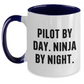 Pilot By Day Funny Coffee Mug Gifts from Men to Women Friends Family - Pilot Two Tone Coffee Mugs for Pilot Lovers on Mother's Day - Main