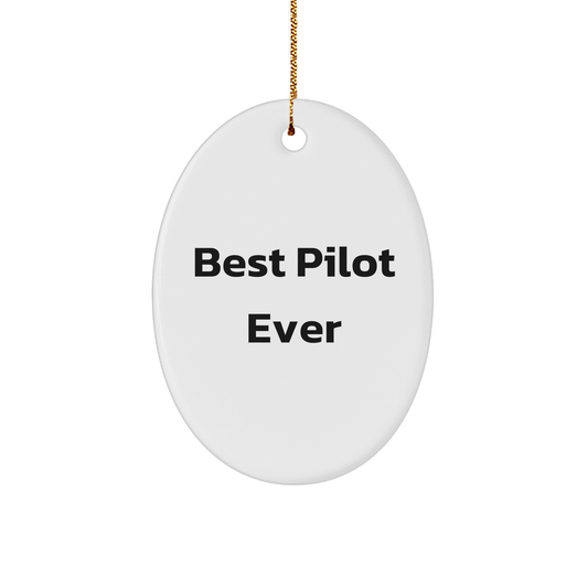 Funny Pilot Gifts from Friends - Best Pilot Ever Oval Ornament for Christmas - Image 1