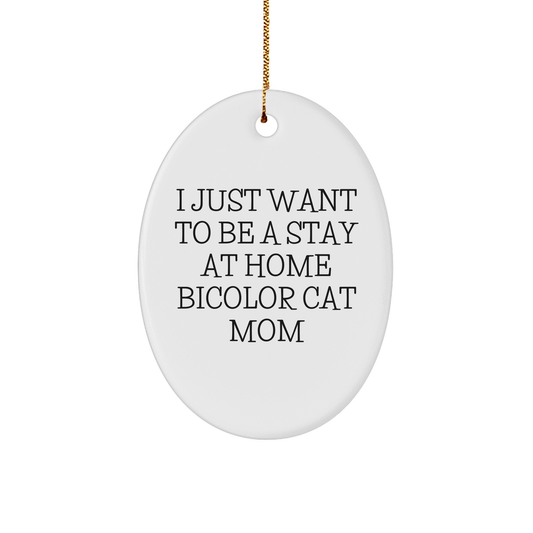 Bicolor Cat Mom Gifts from Mom to Bicolor Cat Enthusiasts, Oval Ornament for Christmas - Image 1