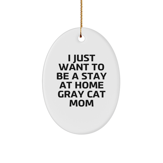 Gray Cat Mom Oval Ornament Gifts from Friends and Family for Christmas - Image 1