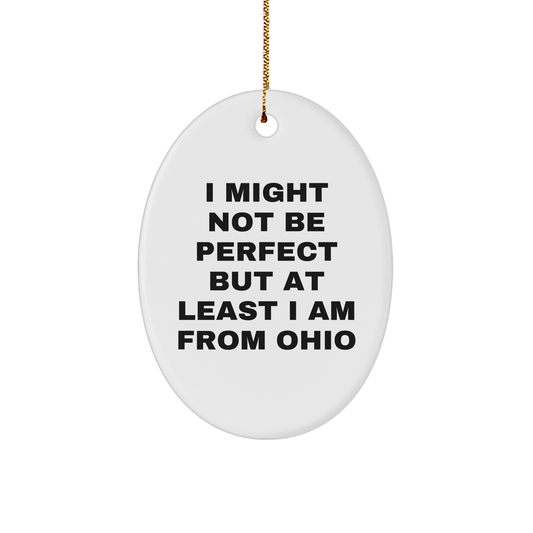 Ohio Oval Ornament Gifts from Friends and Family - 'I Might Not Be Perfect' White Oval Shaped Christmas Decoration, Vibrantly Printed with Sublimation, Durable and Lightweight - Image 1