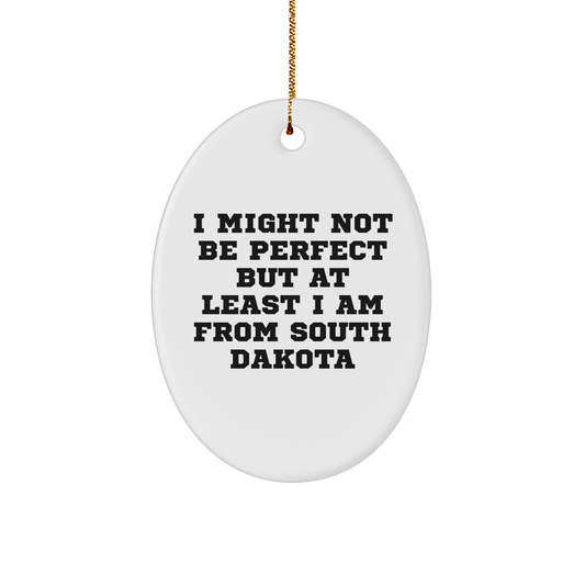 South Dakota Gifts from Friends - 'I Might Not Be Perfect' Oval Ornament for Christmas, Funny Quote, Gifts for Family - Image 1