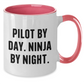 Pilot By Day Funny Coffee Mug Gifts from Men to Women Friends Family - Pilot Two Tone Coffee Mugs for Pilot Lovers on Mother's Day - Additional