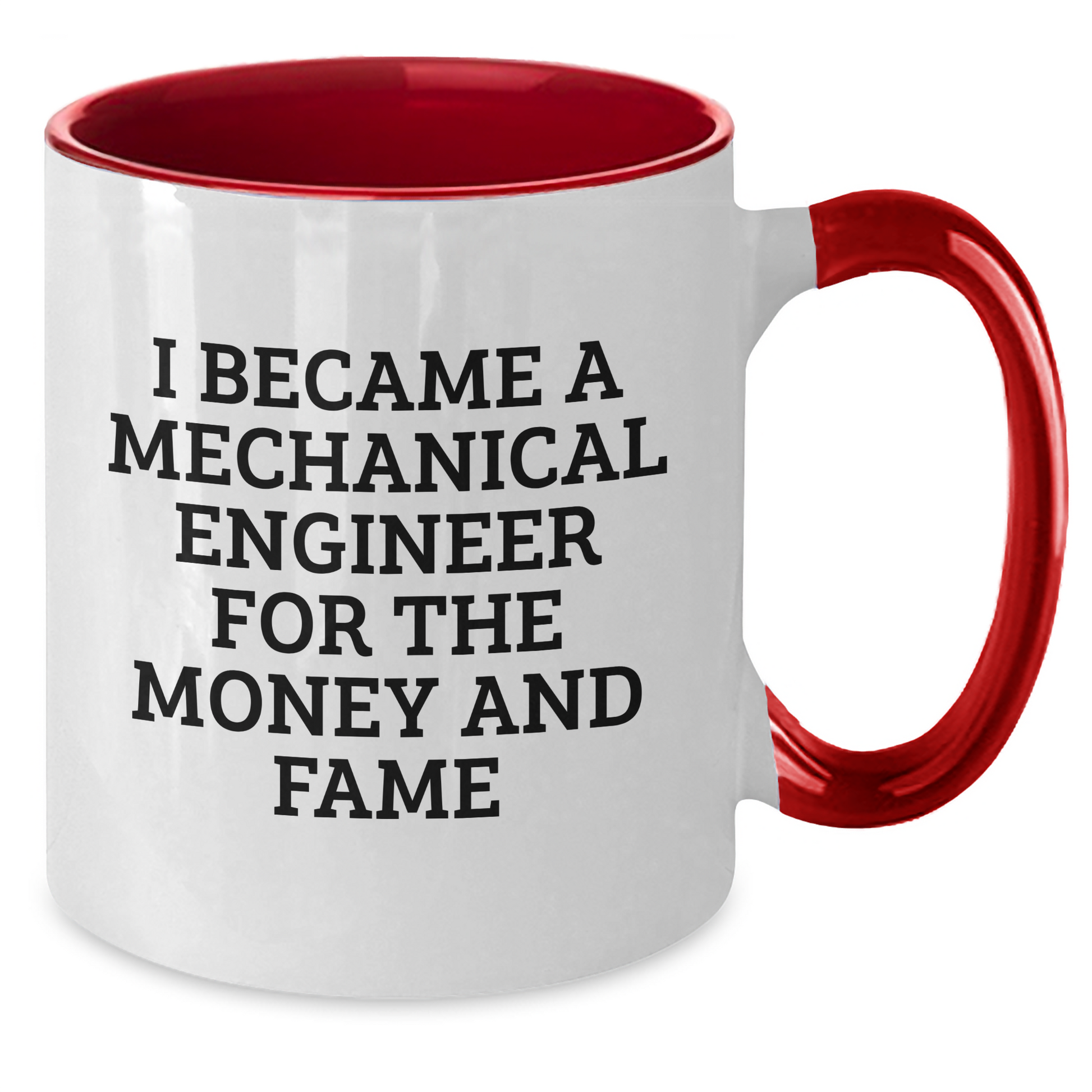 Funny Mechanical Engineer Gifts for Mom - 'I Became A Mechanical Engineer For The Money And Fame' Two Tone Coffee Mug, Gifts from Friends, Unique Mother's Day Unique Gifts for Her - Additional