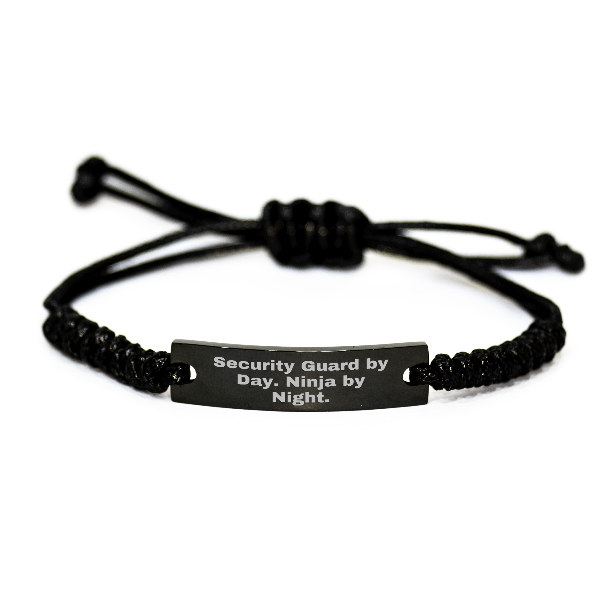 Security Guard Gifts By Day, Ninja By Night Rope Bracelet, Adjustable Black Stainless Steel for Men Women Friends Coworkers Family Graduation Unique Gifts - Image 1