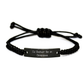 'I'd Rather Be In Oklahoma' Rope Bracelet, Adjustable Oklahoma Gifts from Friends to Family for Father's Day, Inspirational Quote Engraved on Black Stainless Steel with Interlaced Rope - Image 1