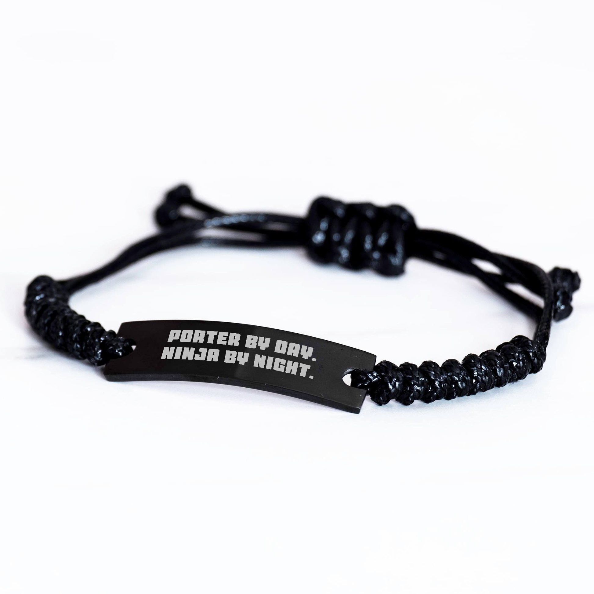 Porter Gifts from Friends, Family, or Coworkers - Porter By Day. Ninja By Night. Rope Bracelet for Men, Unique Mother's Day Unique Gift - Image 2