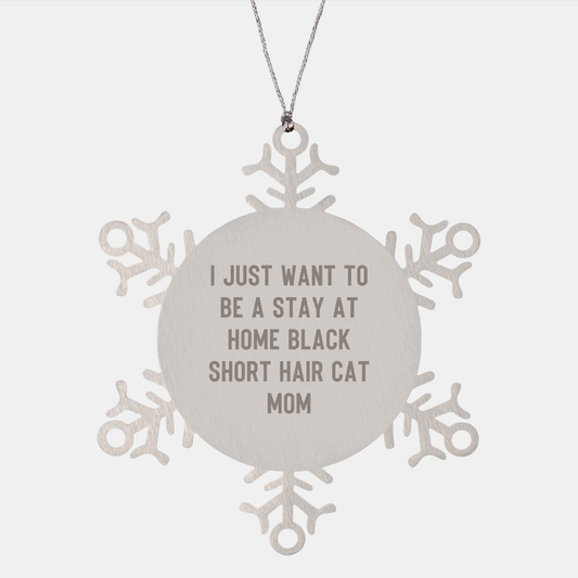 Black Short Hair Cat Mom Gifts from Men to Black Short Hair Cat Friends for Christmas Snowflake Ornament - Image 1