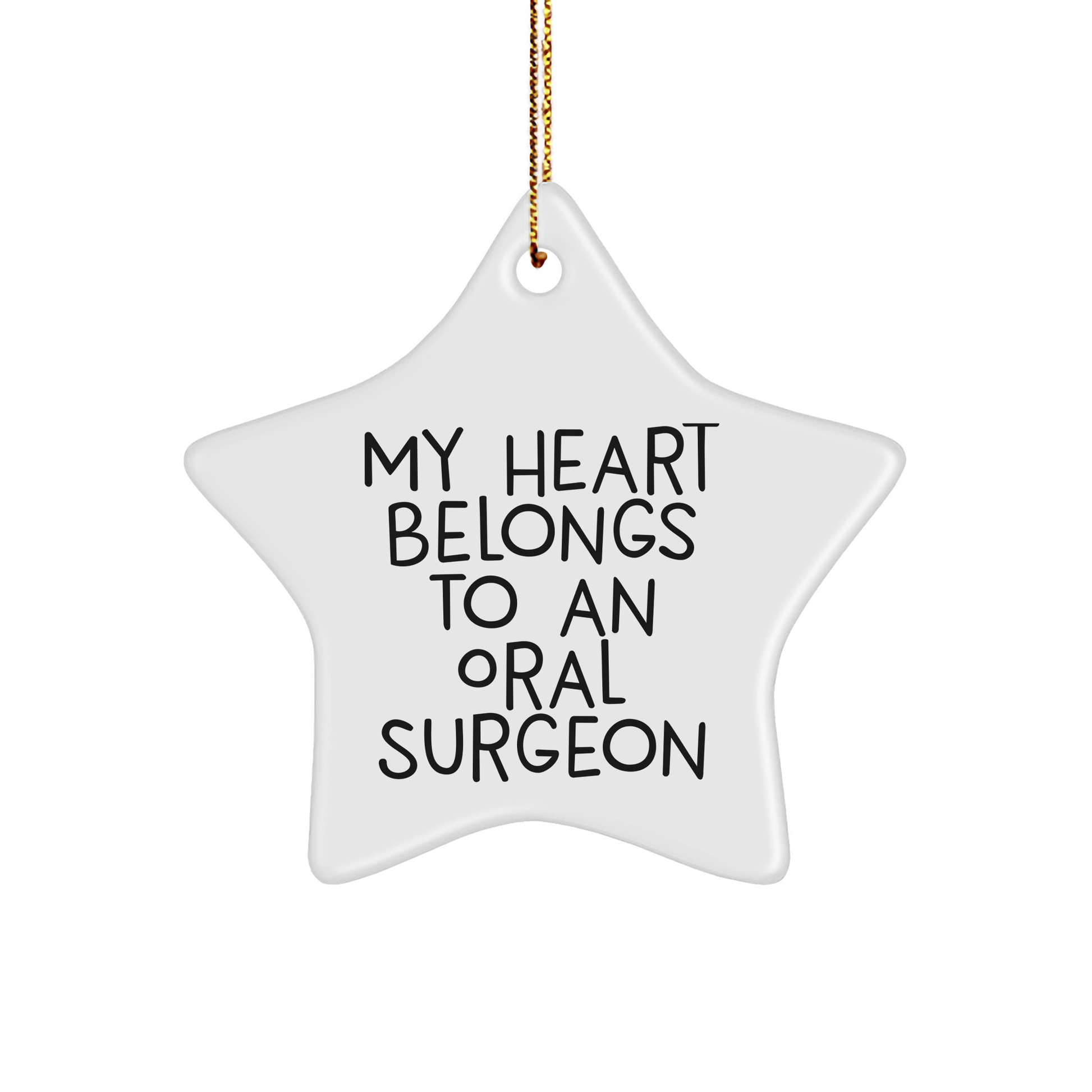 Funny Oral Surgeon Gifts from Men to Friends, 'My Heart Belongs To An Oral Surgeon' Christmas Star Ornament for Oral Surgeon - Image 1